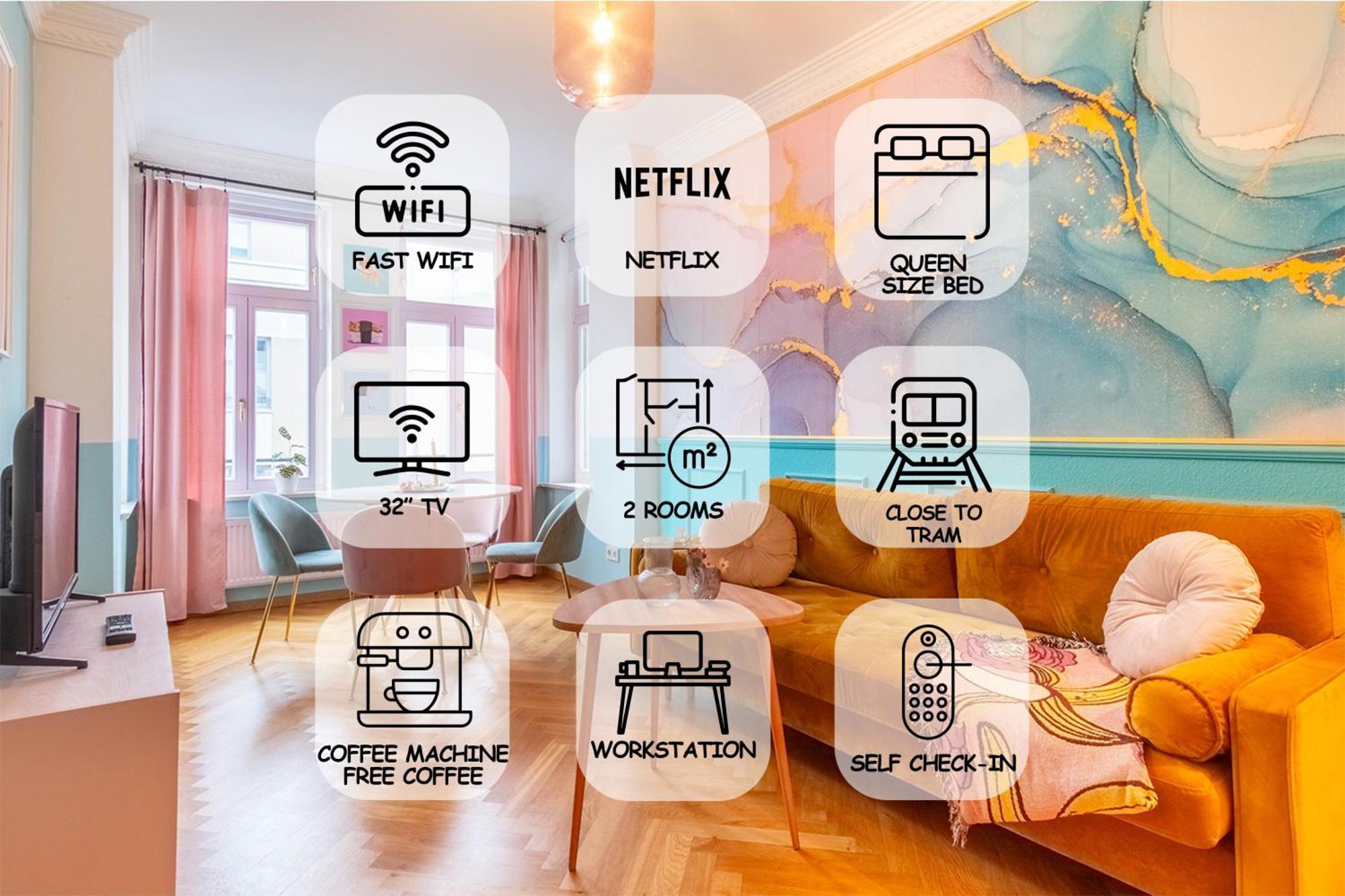 Apartment Colorful, Working Place, Netflix, Sight Seeing *